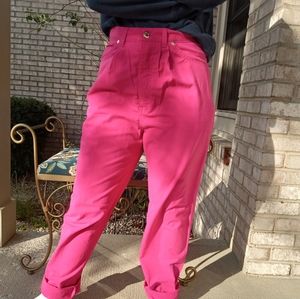 Vintage Justin Allen high rise pleated front hot pink pants vintage 13/14